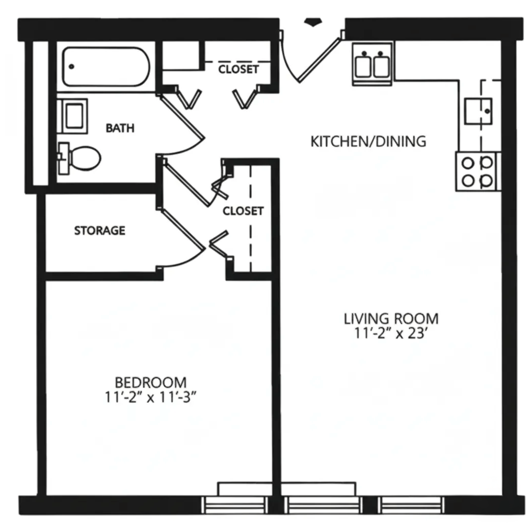 Floor plan of a resident unit