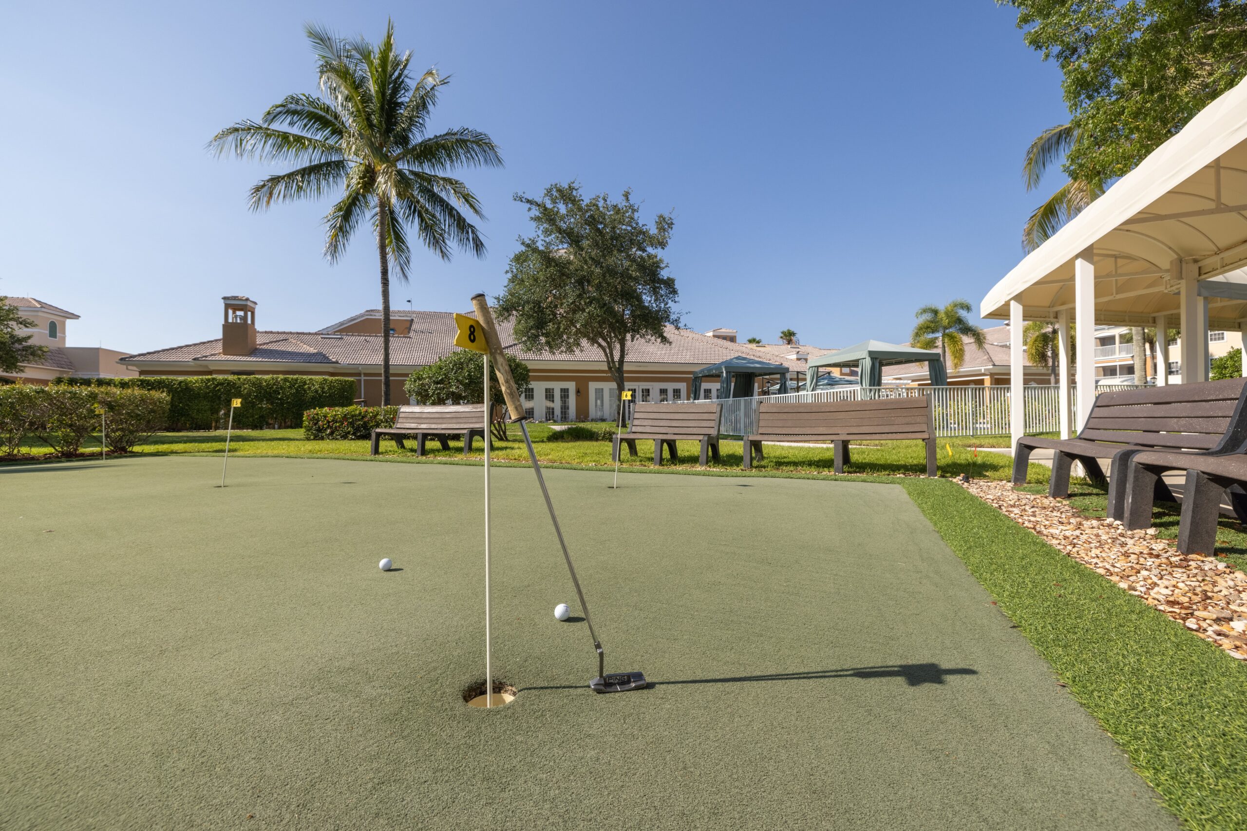 View of the putting green in a senior living community