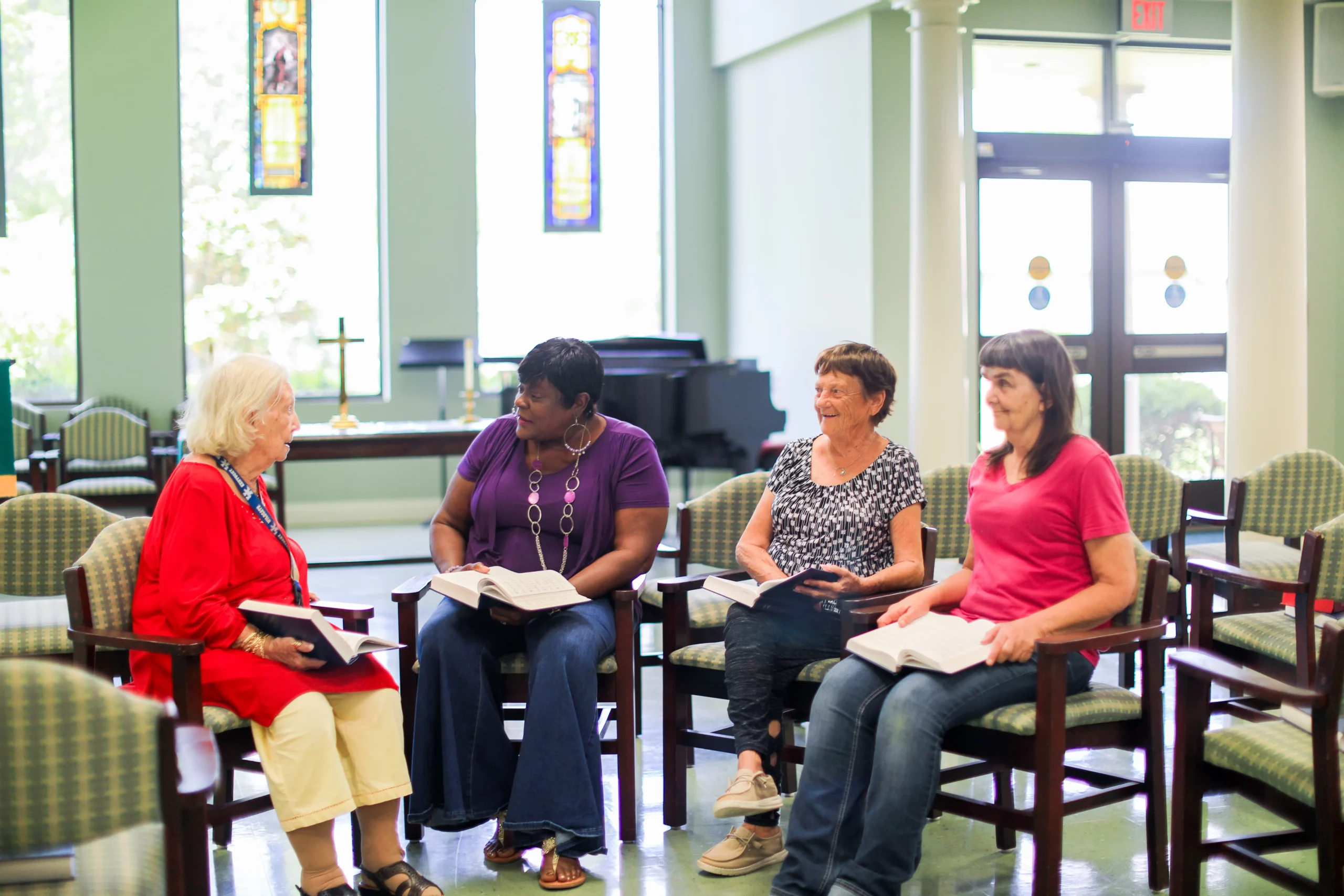 Residents engaged in a group activity in the common area