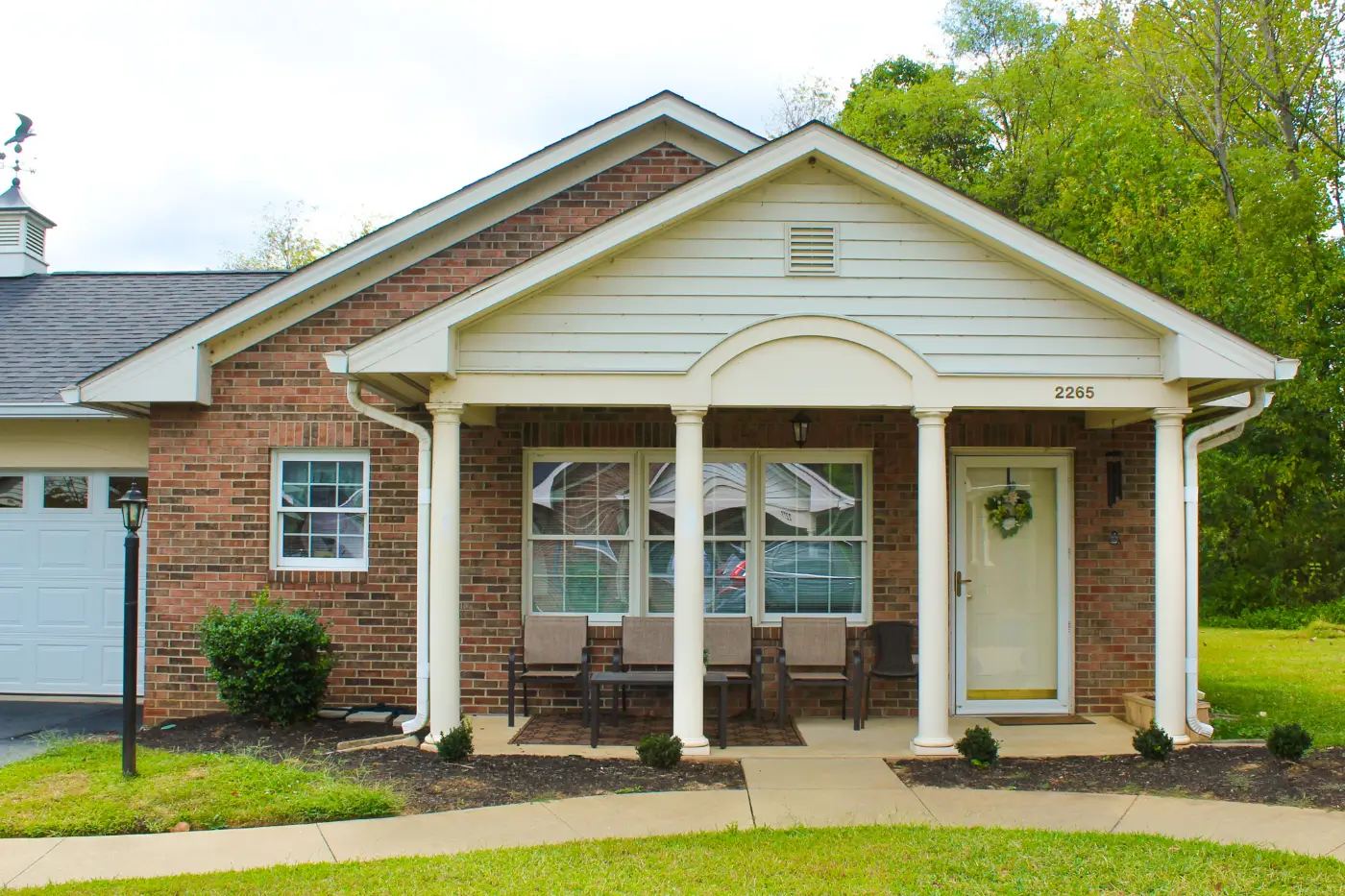 Exterior view of a residential building entrance