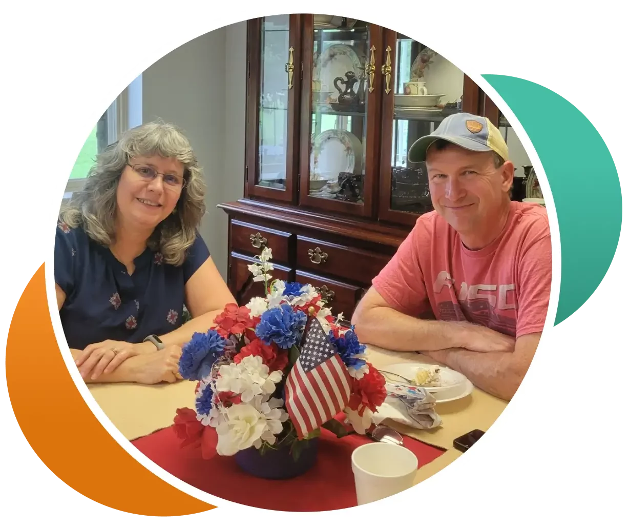 Residents enjoying a meal in a dining area