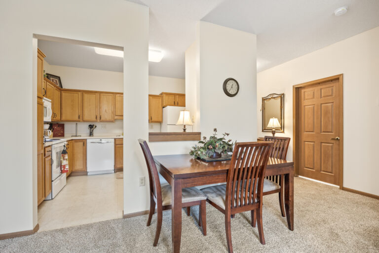 Interior view of a resident room with dining area