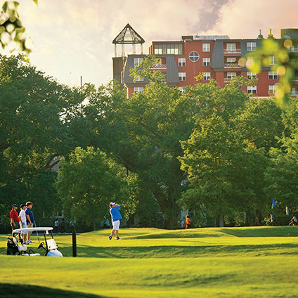 Golfers enjoying a game near the retirement community