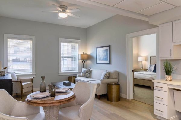 Bright, cozy interior of a resident room
