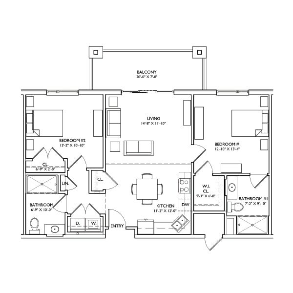 Architectural floor plan for a residential unit