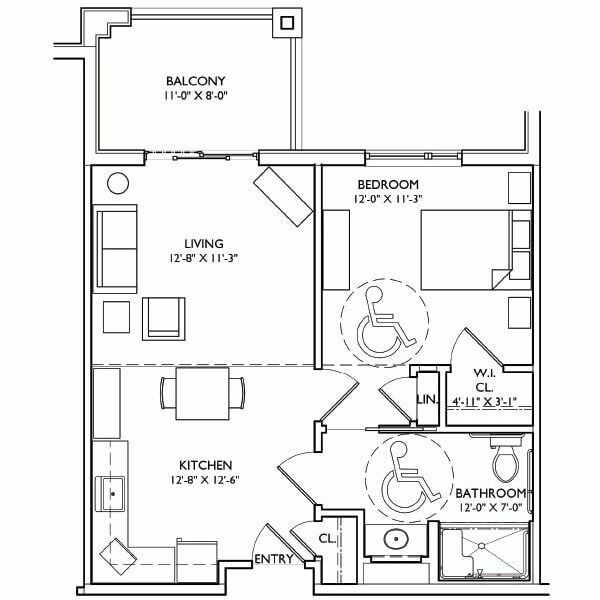 Architectural floor plan of a residential unit.