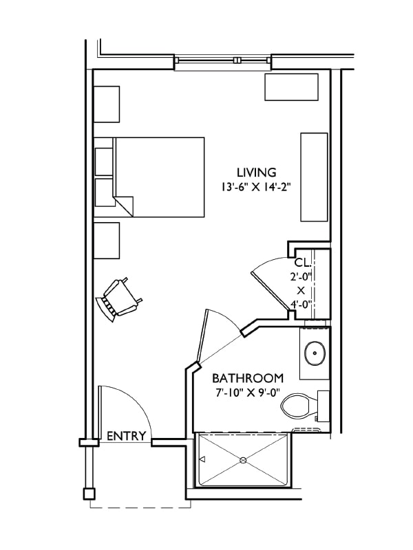 Architectural floor plan of a living space