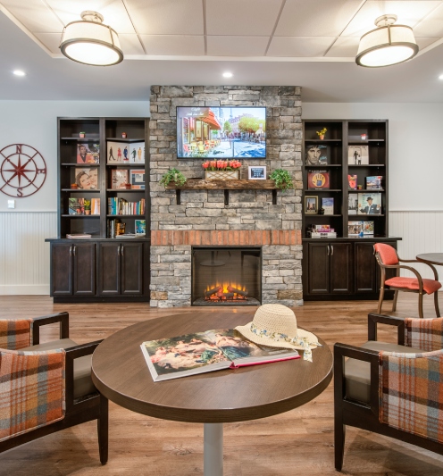 Cozy common area with seating and a television