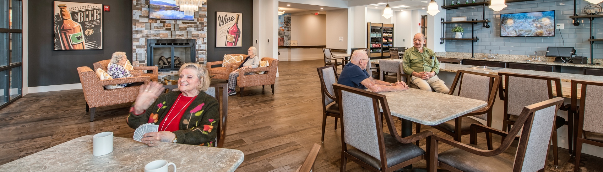 Residents engaging in a social activity in a common area