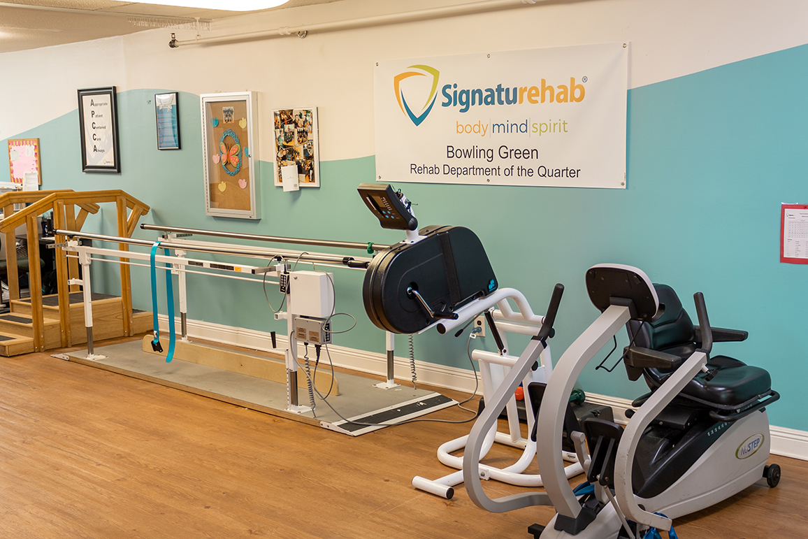 Rehabilitation area with exercise equipment
