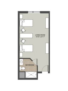 Architectural floor plan of a living unit