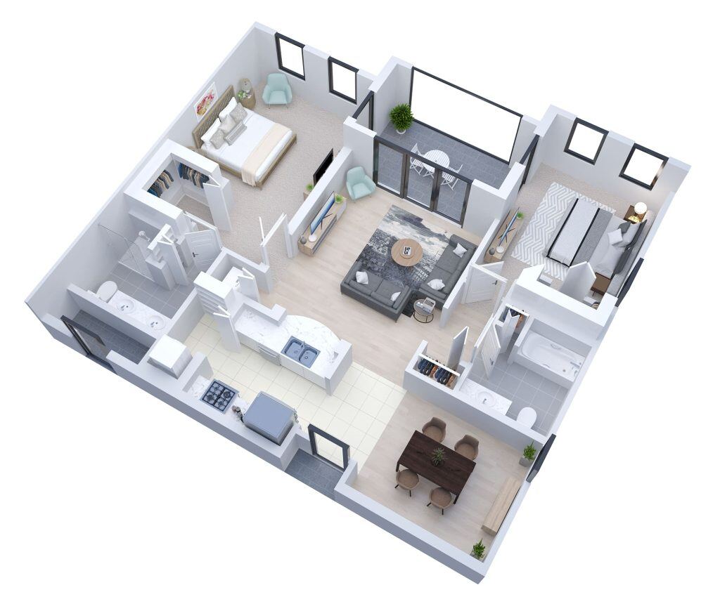 Architectural floor plan layout of a residential unit