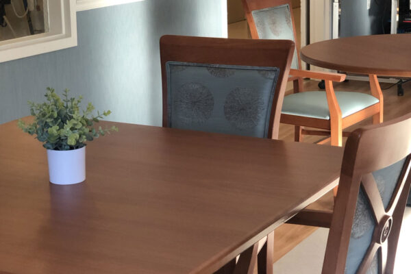 Interior dining area with wooden table and chairs