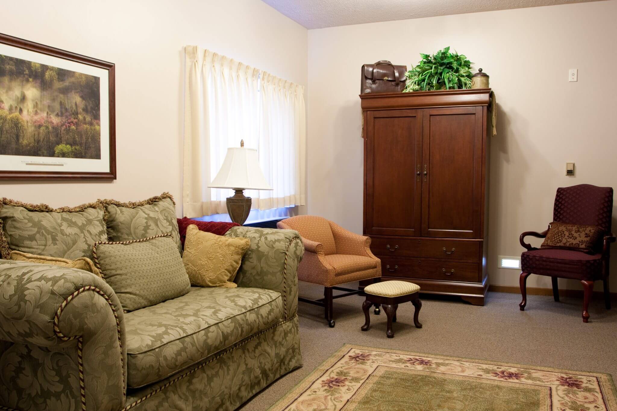 Cozy living area with a sofa and decor