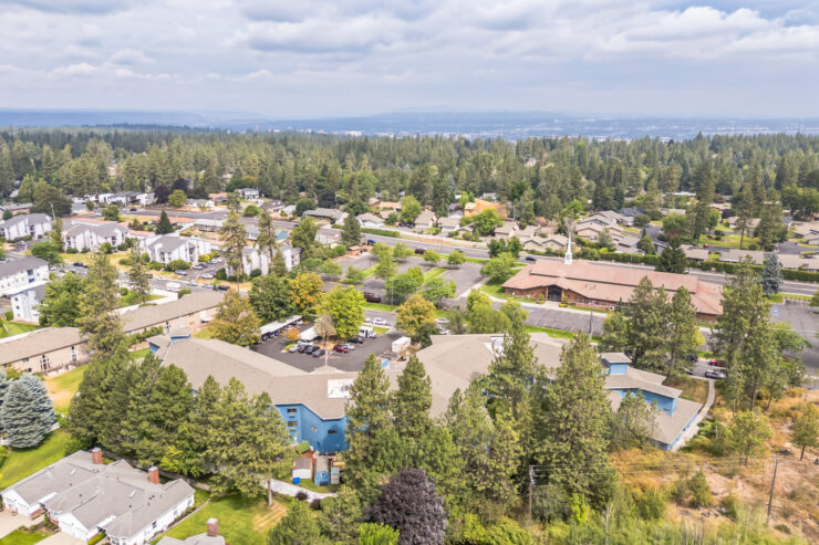 Aerial view of Solista Spokane and surroundings.