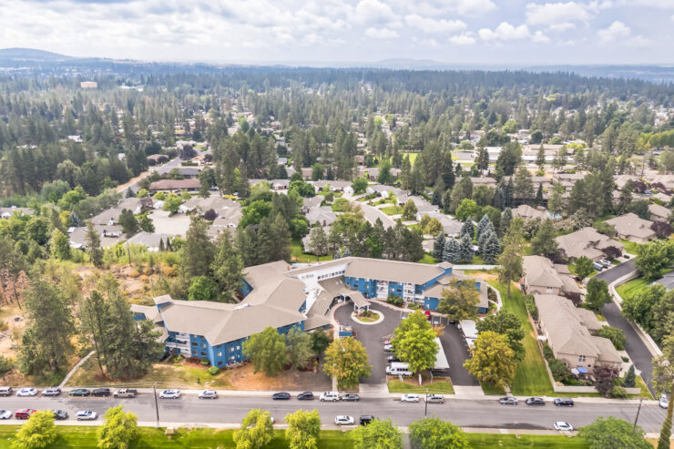 Aerial view of Solista Spokane facility and surroundings.