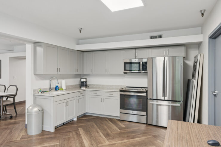 Modern kitchen area in a senior living facility