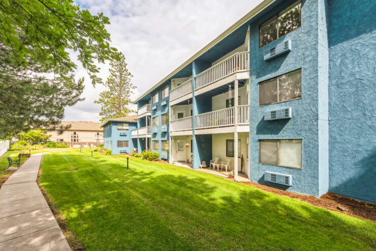 Exterior view of the facility with green lawn