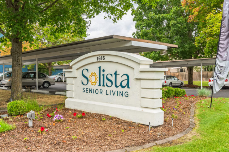 Entrance sign for Solista Senior Living