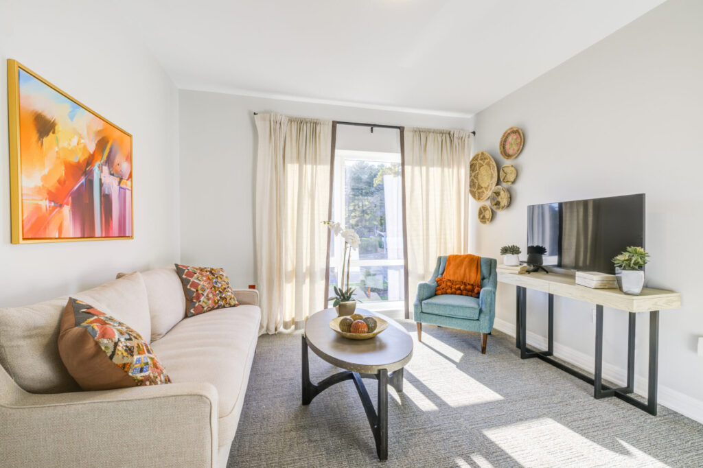 Bright common area with comfortable seating