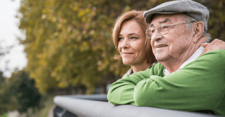 Senior man and woman enjoying time outdoors
