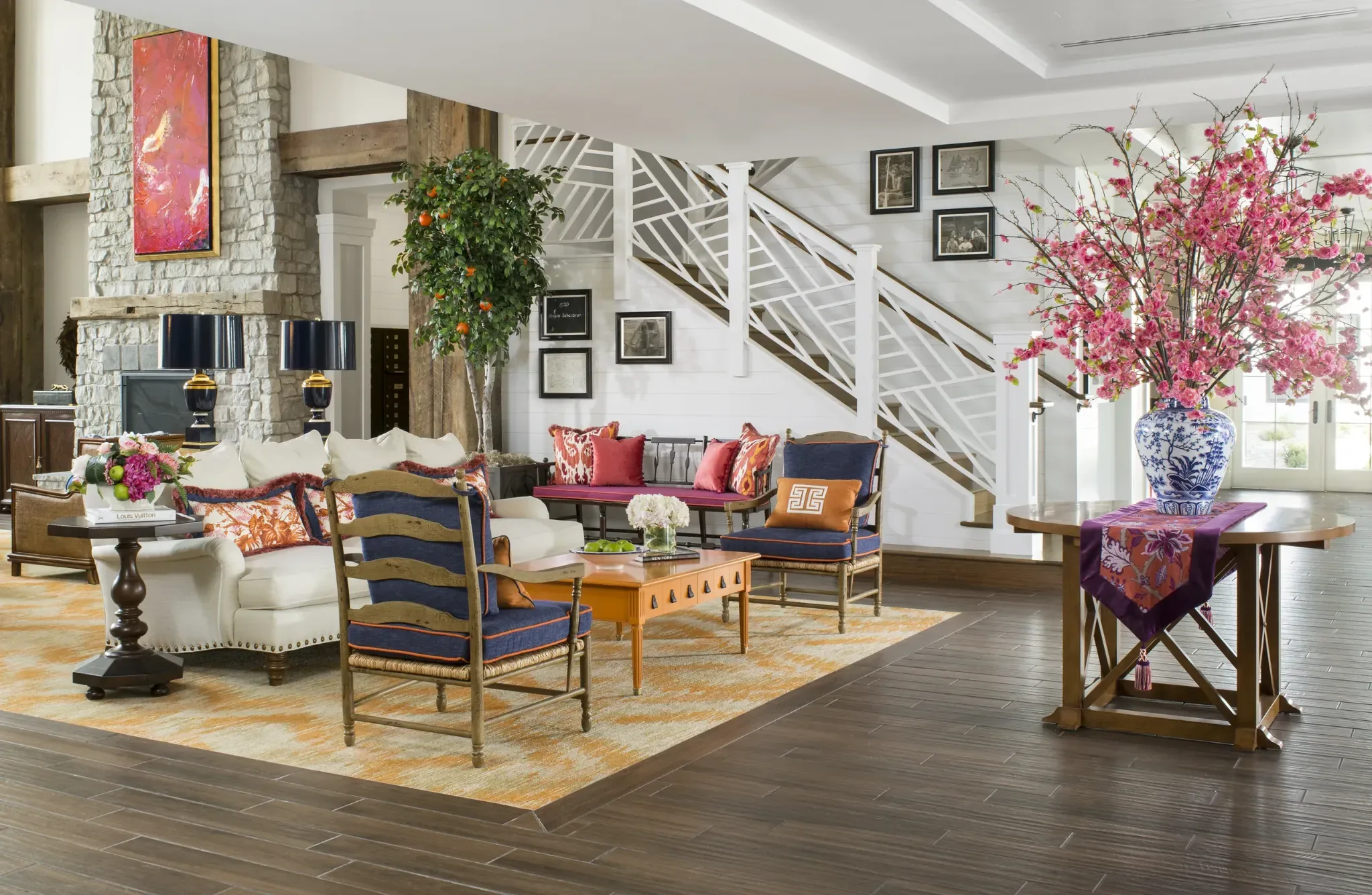 Bright and inviting lobby area with seating and décor.