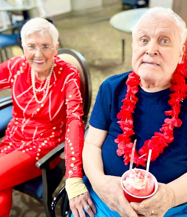 Residents enjoying treats in a common area