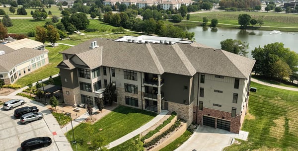 Aerial view of the nursing home facility and surroundings.