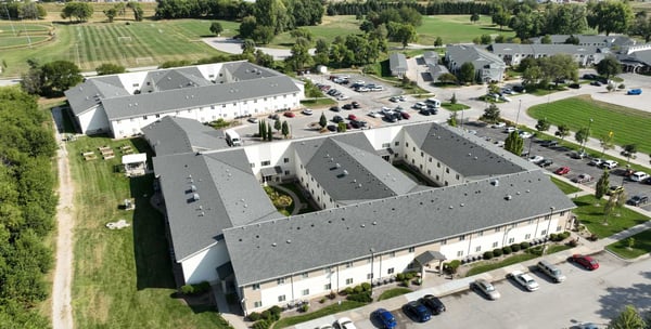 Aerial view of Yankee Hill Village facility and grounds.