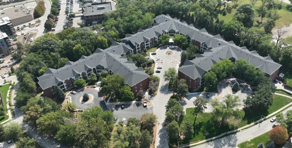 Aerial view of Yankee Hill Village facility and grounds.
