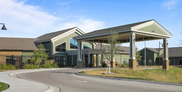 Exterior view of the facility with entrance awning.