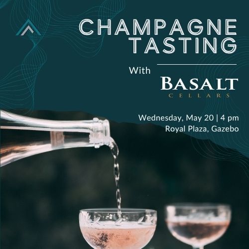 Champagne tasting event flyer for Royal Plaza