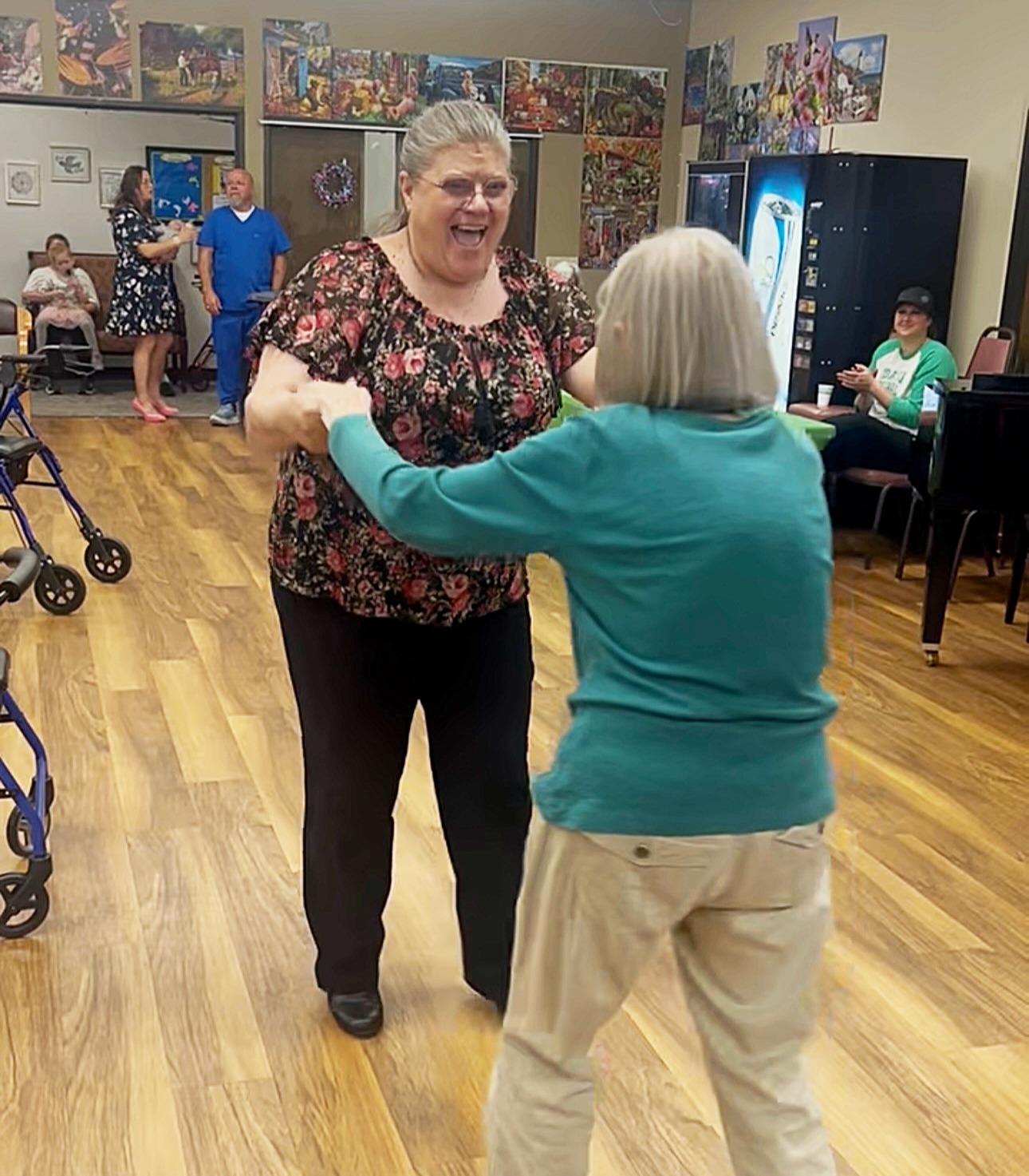 Residents enjoying a dance activity together