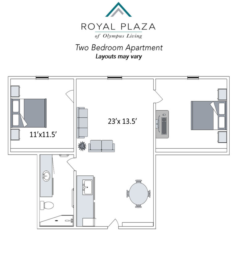 Two bedroom apartment floor plan layout