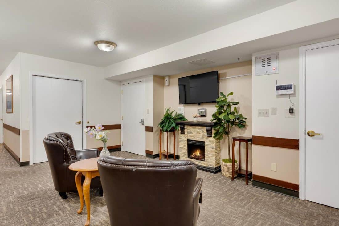 Cozy common area with seating and plants