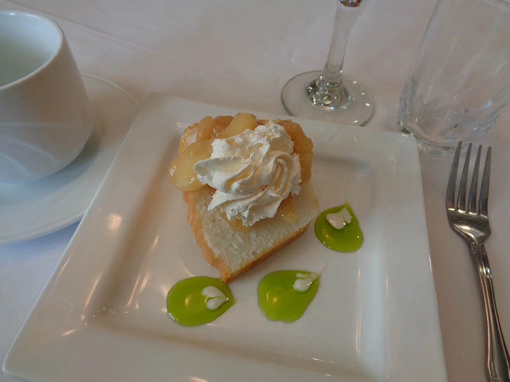 Dessert presentation on a white plate