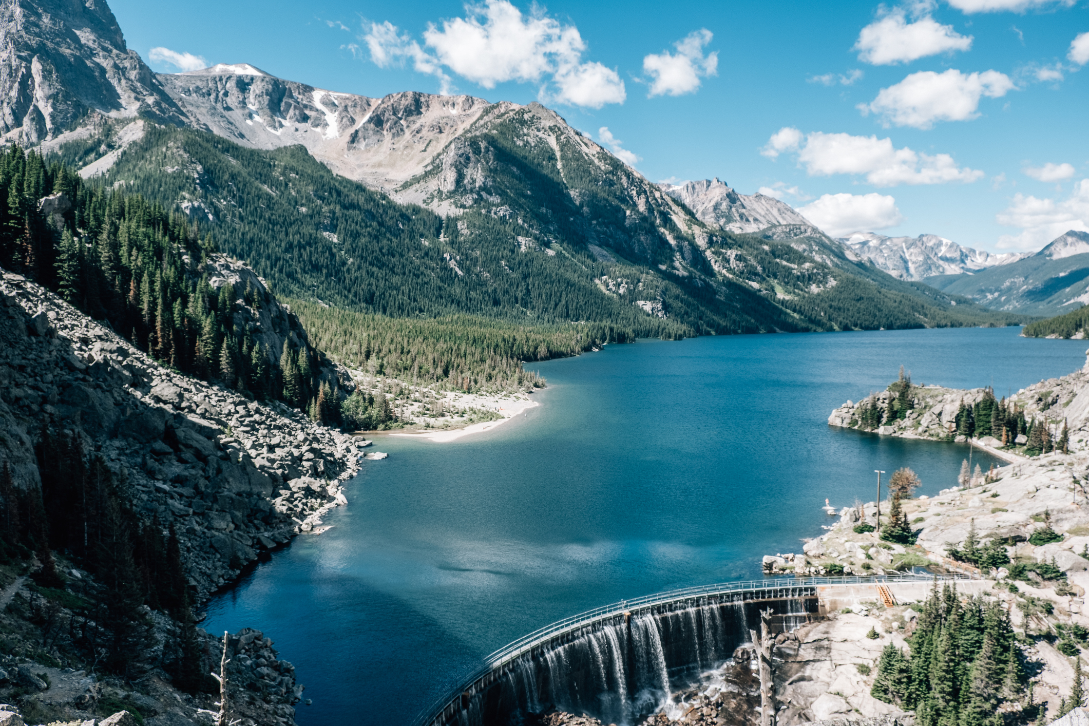 Scenic view of a mountain lake with trees