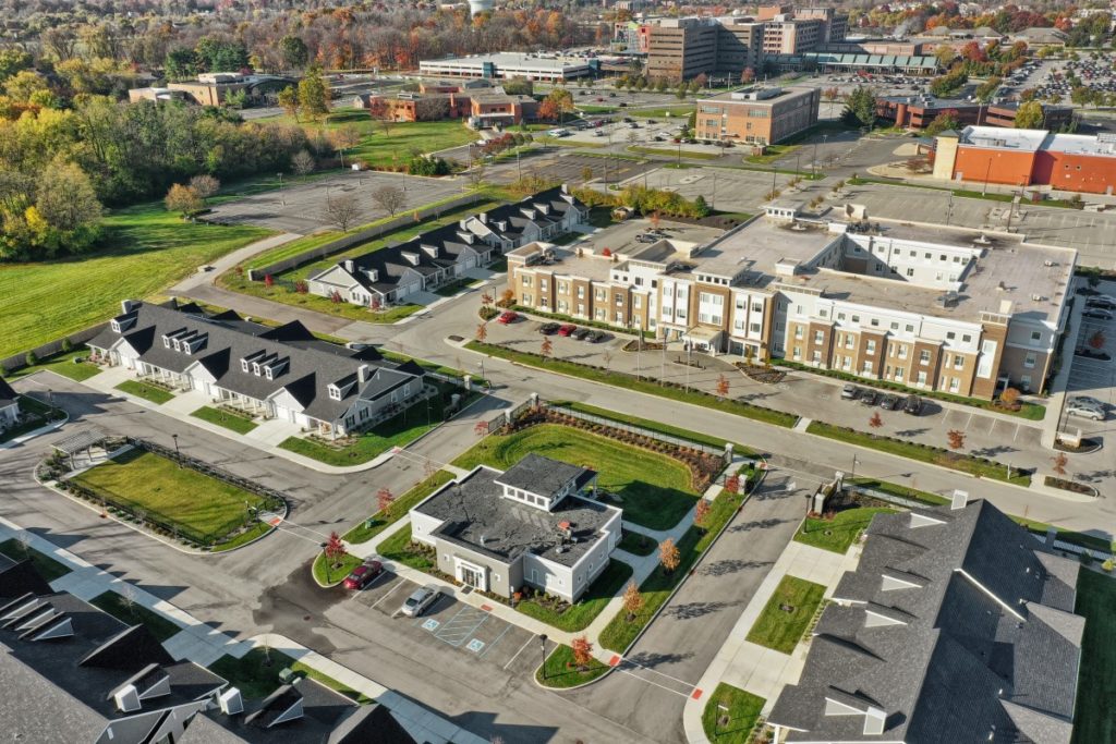 Aerial view of Meadow Brook Senior Living facility