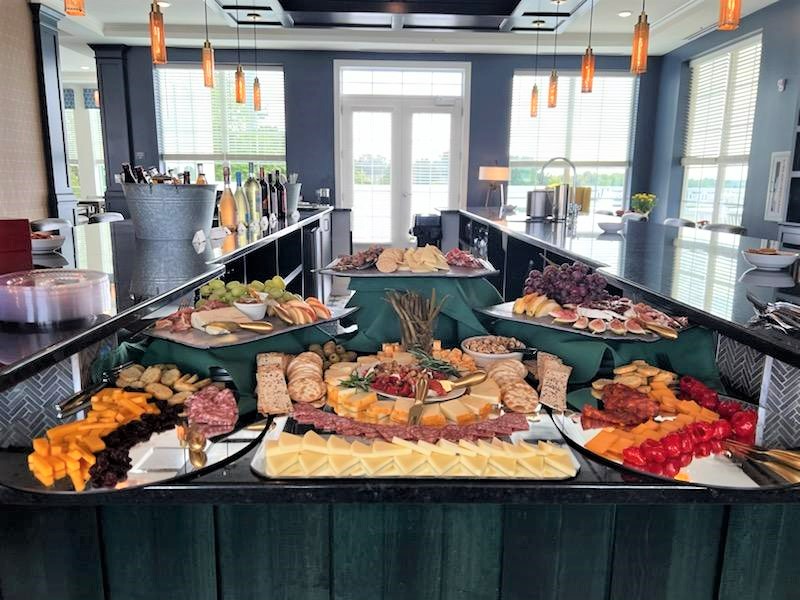 A beautifully arranged gourmet food display in the dining area