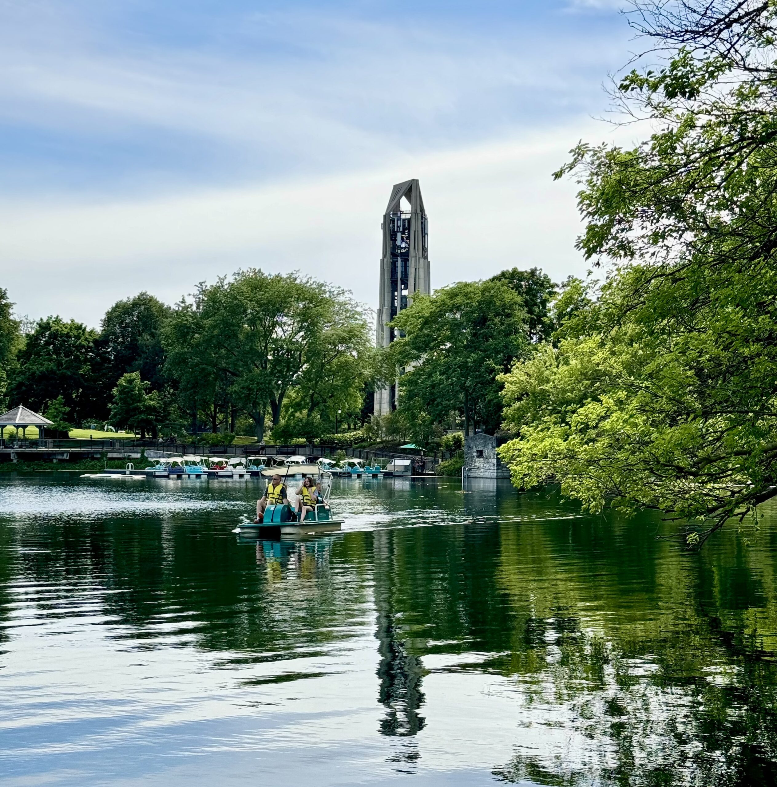 Residents enjoying a boat outing on a serene lake