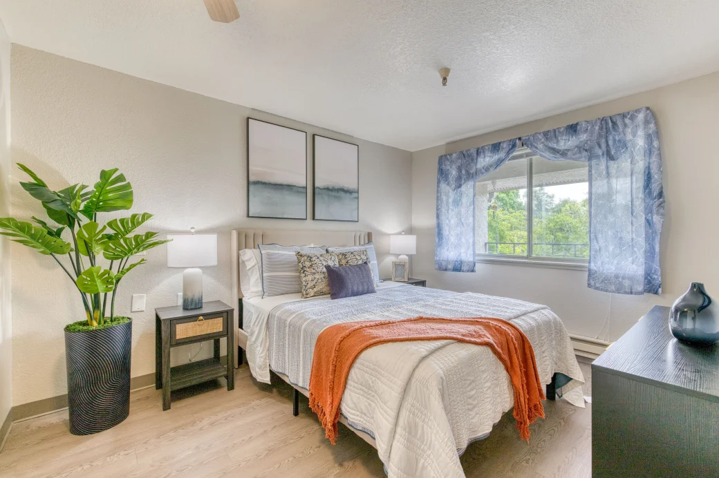 Cozy resident room with a bed and natural light