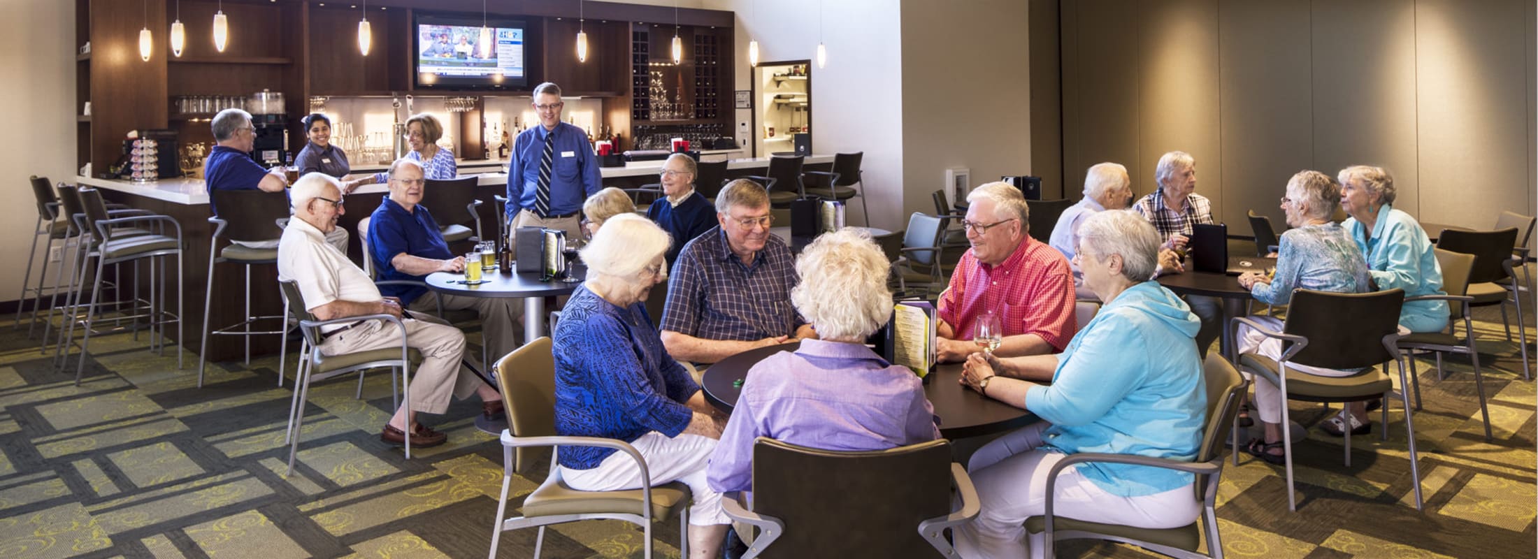 Residents engaged in a group activity in a common area