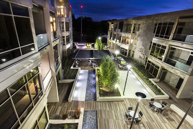 Aerial view of outdoor living space at the facility