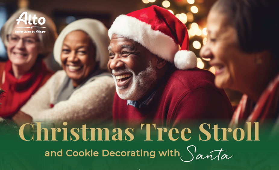 Residents enjoying a holiday cookie decorating event