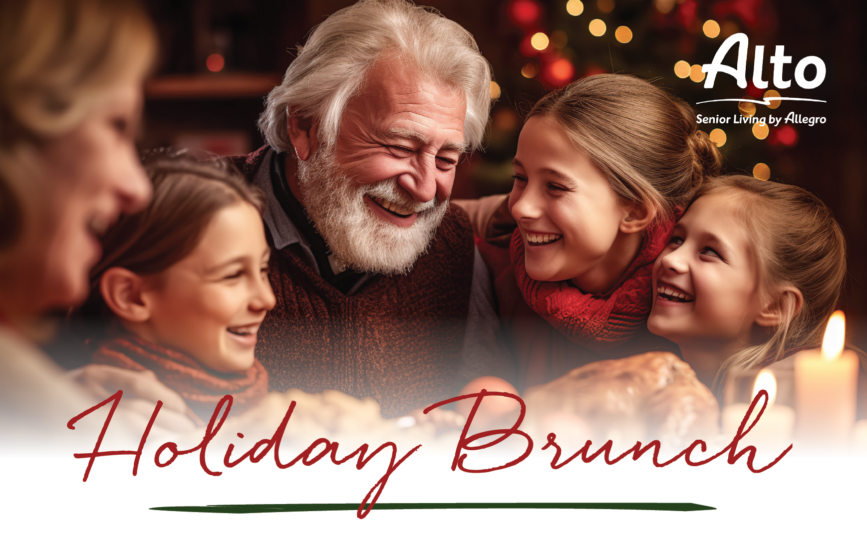 Residents enjoying a holiday brunch with family