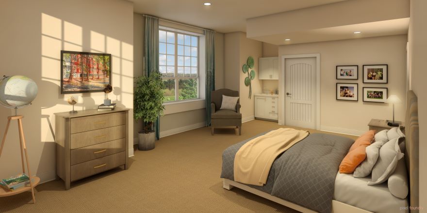Bright and inviting private resident room with window view