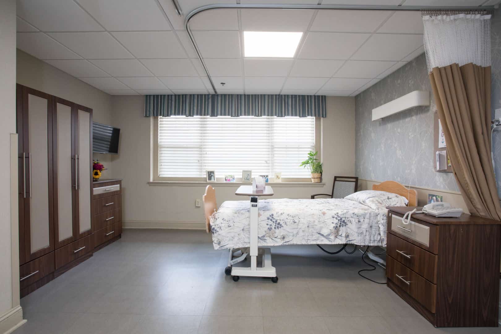 A private resident room in a nursing facility