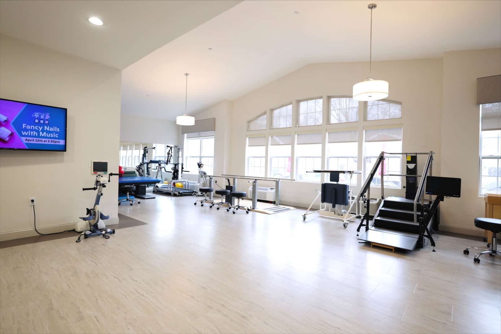 Interior view of a therapy room with equipment