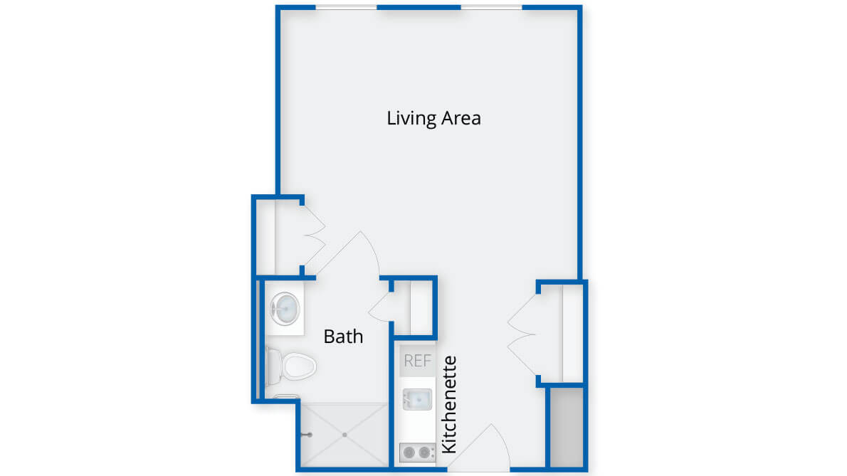 Simple architectural floor plan of a living space