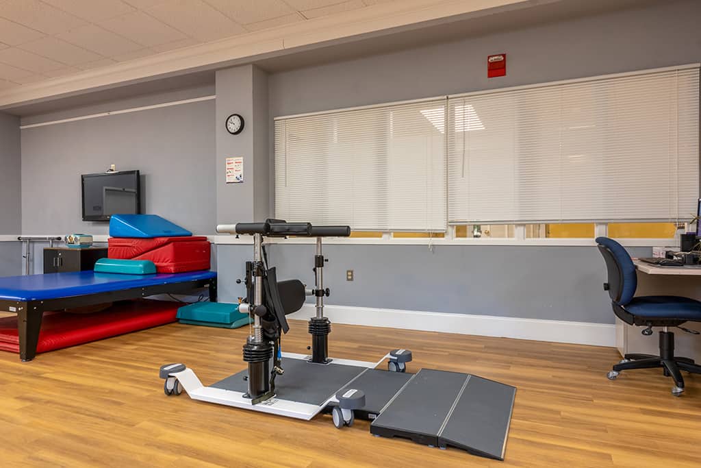 Exercise equipment in a therapy room
